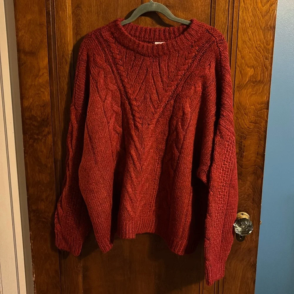 NWT A New Day Red Cable Knit Sweater Size XXL